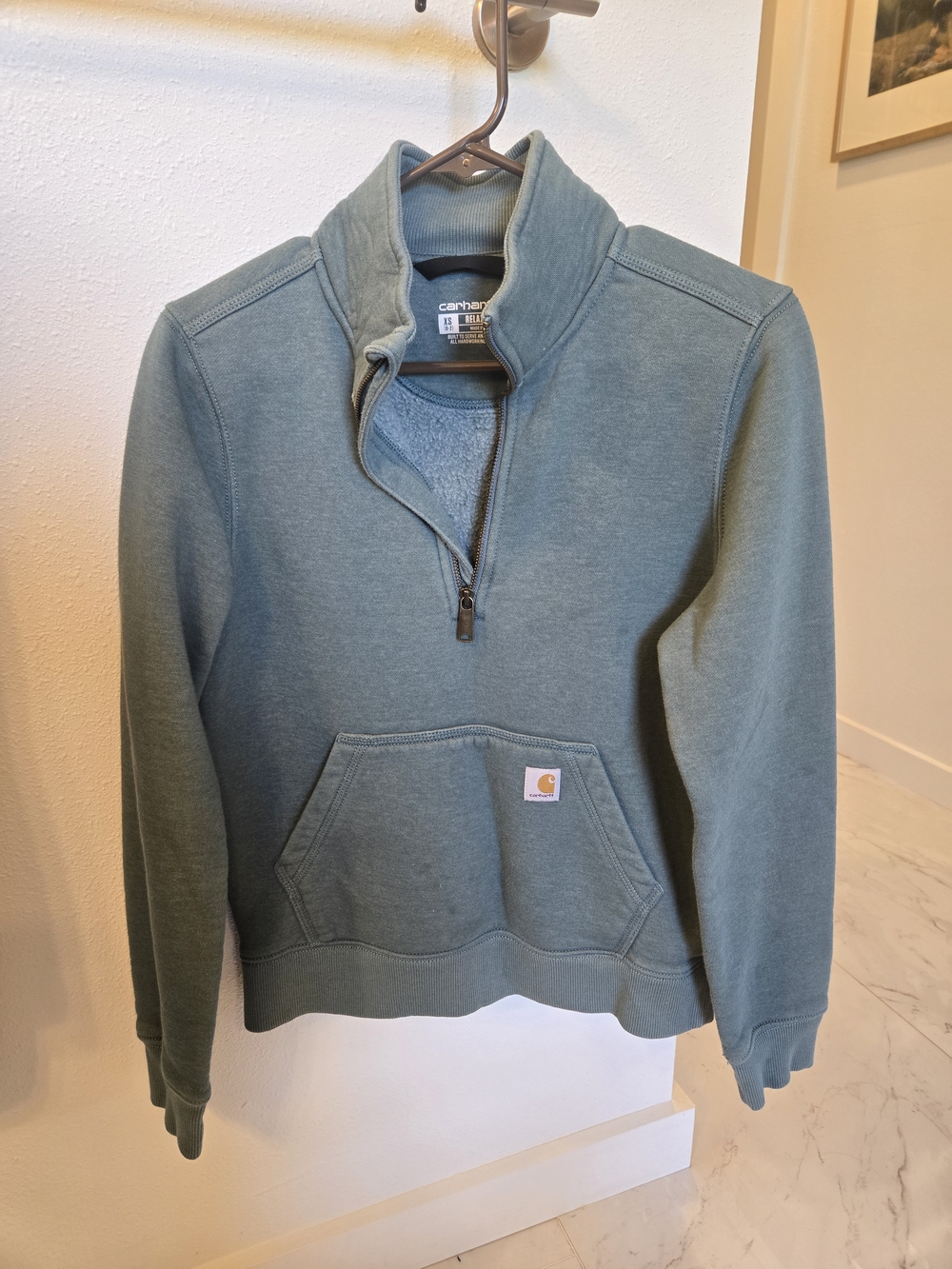 Carhartt Womans Relaxed Fit Sweatshirt Jacket in Blue Half Zip